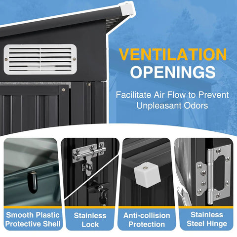 8x12 Outdoor Shed With Lean To And Triple Doors Galvanized Steel Utility Shed ventilation openings detail