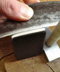 Two Piece Peening Anvil Set For Scythe Blades In Drop Forged Steel With Flat Striking Surface And Glossy Finish For Precise Peening