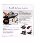 Two Pack Gas Stove Burner Covers 0.2mm Double Thickness Reusable Gas Range Protectors For 30 Inch Stoves packaging.