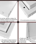 Heavy Duty Roof Access Hatch With Hasp Lock Weatherproof Aluminum Skylight Cover For Attic Or Warehouse Ceilings Outdoor Maintenance Access Door 60x60 CM Waterproof Rustproof Easy Lock And Secure Design, aluminum hatch corner detail