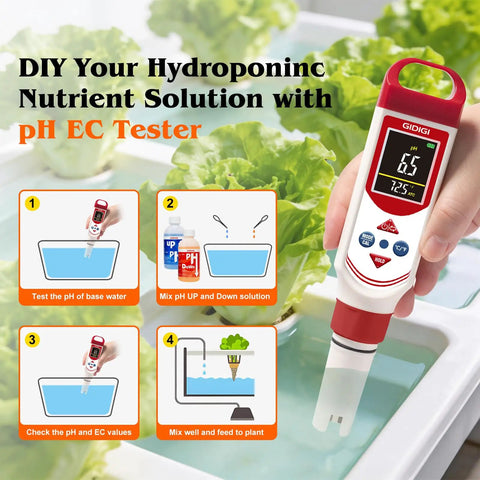 4-In-1 Water Tester With Color Screen Display And Pro Grade Accuracy PH EC TDS PPM Meter For Hydroponics use in garden
