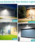 Dusk To Dawn Outdoor Wall Pack Light With Photocell Sensor, illuminated barn, farmhouse, patio, and garage at night