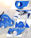 Climbing Ascender Belay Device Rope Grab For Rock Climbing And Mountaineering, Lightweight Magnesium Alloy Gear, Blue Detail