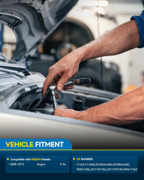 Mechanic installing Nissan Rogue 2008-2012 Beefed-Up High Amp Alternator Replacement, 12V 110Amp CW Output With 6-Groove SC6 Pulley