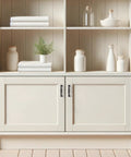 Matte Black Cabinet Handles 3 Inch Pulls Up Your Aesthetic Game With Top Tier Quality Zinc Alloy Kitchen Drawer Knobs solid construction on a beige cabinet.