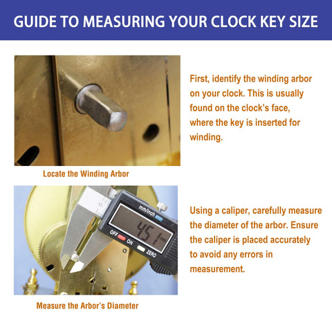 Guide to measuring clock key size with caliper for Two Pack Antique Clock Winding Key Kit For Wall Clocks And Alarm Clocks