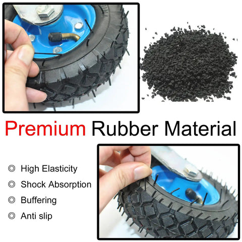 Close-up of Smooth Rollin Industrial Pneumatic Caster Wheels with high elastic rubber tires for heavy duty use.