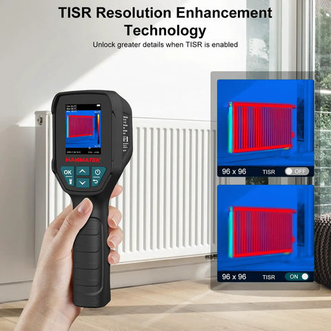 Hand holding Thermal Imager With TISR 240 By 240 For Pro Grade Sharper Detail 96 By 96 VOx Sensor For Precise Temperature.