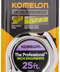 High Visibility Pro Tape Measure Workhorse With Inch And Engineer Scale, 25 Feet By 1 Inch, Chrome Case, Easy Slide Lock, Nylon Coated Blade, Durable, Accurate, Built For The Jobsite