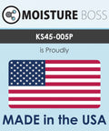 Moisture Boss KS45-005P product label with USA flag, text 'Made in the USA.'