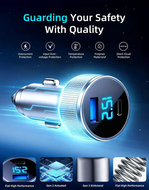 Solid Starlink Mini Car Adapter With A Tough Ten Foot Power Cable And Fast Charge Usb Ports Built For 12V To 24V Rigs And Trailers, detailed protection features.