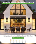 Modern house with 2 Pack Outdoor Wall Light Fixtures Exterior Waterproof Anti Rust Glass Shades Matte Black Porch Sconces