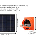 Solar Powered Exhaust Fan Kit With 20W 5V Monocrystalline Panel Round Baffle for Greenhouses RVs and Boats