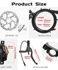 Beefed Up E Bike Hydraulic Disc Brake Kit Front And Rear With 180mm Rotors and pre-bled brake hose lengths