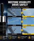 DIY Windshield Repair Kit For Chips And Cracks Fast Fix With Deep-Penetrating Resin shown with before and after repair results