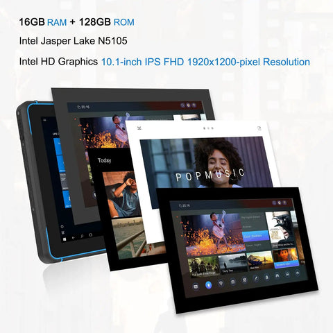 10.1 Inch Rugged Windows 11 Tablet IP68 Waterproof And Drop Resistant With 16Gb Ram 128Gb Storage 10000Mah Battery And Built In Barcode Scanner showcasing multiple screens.