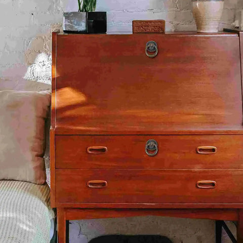 Vintage European Copper Cabinet Knob Set for Drawers and Dressers Retro Radiating Dot Ring Design installed on wooden cabinet