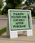 Heavy Hitter Coroplast A Frame Sign With Sleek Green Clover Motif And Single Sided Up Arrow Directs Foot Traffic Smoothly For Packing Zones Or Festival Season At Twenty Three Inch Wide Layout.