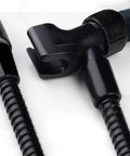 Adjustable Shower Arm Bracket With 360 Degree Swivel Ball Joint For Handheld Shower Head Holder Tool Free Install No Fuss Setup Easy Mount 1/2 Inch Inlet To 1/2 Inch Outlet Durable black ABS bracket with threaded inlet and outlet
