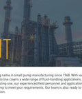 Industrial facility with brand logos Pentair and Shurflo, text about Shurflo's history in pump manufacturing.