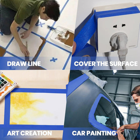 Blue Painter Tape For Clean Edges Walls UV Resistant Painters Tape 14 Day Easy Removal used in art, car painting, masking