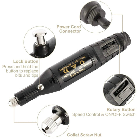 Totally Versatile 108 Piece Engraving Tool Kit, Electric Corded Micro Engraver Etching Pen features and close-up details