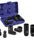 6 Piece O2 Oxygen Sensor Socket Set With 3/8 And 1/2 Inch Drive, Includes 7/8 Inch (22mm) Offset Sockets And 1-1/16 Inch (27mm) Thermal Sensor Socket
