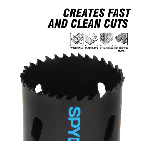 Close-up of a bi-metal hole saw from the 11-Piece Bi-Metal Hole Saw Kit With 7 Hole Saws From 3/4 To 2-1/2 In