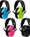 Kids Noise Cancelling Ear Muffs 27NRR Adjustable Ear Protection Pack of 4 Colorful Sets Pink Green Blue Black Lightweight