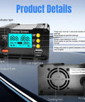 400W Boost MPPT Solar Charge Controller With LCD Display Regulator showing interface with buttons and cooling fan