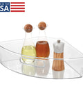 Clear Plastic Quarter Wedge Bin Fits Tight In Corner Cabinets Boosts Space Lazy Susans Store Spices Condiments Pantry Goods smooth pull with bottles