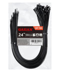 Heavy Duty 24 Inch Zip Ties 0.35 Inch Wide, 200 Lb Tensile Strength, Big Black Cable Ties For Bundling, Indoor Outdoor Use, 50 Pack