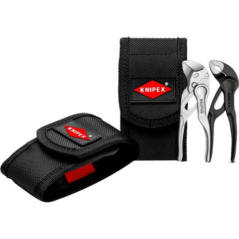 Compact Mini Pliers Set XS With Pliers Wrench XS 100 mm And Cobra XS 150 mm In A Tough Belt Pouch With Hook And Loop Fastener Polyester Carry Bag