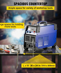 Beefy Heavy Duty Welding Table 36 By 24 Inches With 800 Lbs Capacity, holding welding tools, 0.63 Inch Fixture Holes visible