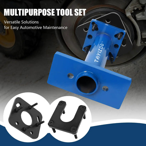 Rear Axle Bearing Puller and Installer Kit with ABS Tone Ring Adapter for Toyota trucks and SUVs in use on brake disc