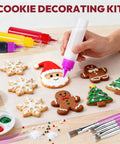 Dope Cookie Decorating Kit With Squeeze Icing Bottles Food Coloring Tools And Professional Baking Brushes For Making Killer Holiday Treats Every Single Time, featuring decorated cookies.