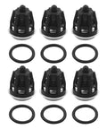 Six black pressure washer check valves with six O-rings for Mi-T-M pumps 47/49/50/51 series.
