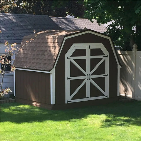 Brown shed with white trim using Heavy Duty 4 Inch T Hinges Set For Cabinets Sheds And Barn Doors Quiet Hydraulic Soft Close Rust Resistant Iron Hardware