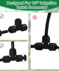22 Pack 1/4 Inch Drip Irrigation End Cap Connectors for 1/4 Inch Tubing in use on black irrigation system