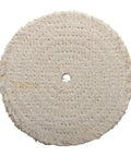 Badass 6 Inch Sisal Buffing Wheel For Metals, fast cutting polisher pad, heavy duty spiral sewn design, top view.