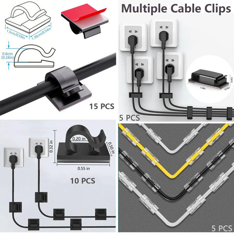 Boss Level Cable Management Kit For TV And Office With 328 Pieces including adhesive cable clips and nylon zip ties