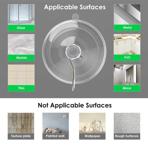 Lock It Down Suction Cup Hooks Clear Invisible Window Mounts With Rustproof Steel Rings Top Shelf Waterproof Bathroom Organizers No Sweat Quick Grip Install For Your Spot 12 Pack