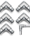 Top Shelf 3/4 Inch EMT Fittings For Zero Stress Job Site Layout Includes Five 90 Degree Inside Corner Pulling Elbows view with set screws.