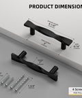 10 Pack Matte Black Cabinet Handles Made From Solid Zinc Alloy With Corrosion Resistant Coating dimensions with screws shown