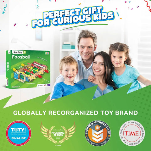 DIY Foosball Table Toy For Kids 6 To 12 With Step By Step Build Guide Action Packed Tabletop Fun For Boys And Girls Hands On Mechanics DIY Kit Creative STEM Play For Young Builders, green box
