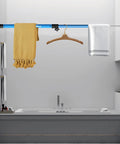 Leikius blue steel cabinet-jack bar, 2-pack; mounted in bath, adjustable 14.6–23.6 in with third-hand support.