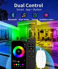 50ft Outdoor LED Strip Lights Waterproof IP68 RGB With Button And Bluetooth App Control, Music Sync, Timer by poolside