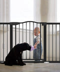 Extra Wide Baby Gate With Door For Doorways And Stairs Walk Through Swing Gate Pressure Mounted Tool Free Setup No Tools Needed