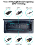 Table Power Multimedia Connectivity Box For Conference Rooms With 2 Outlets, RJ45 Ethernet, USB 3.0, HDMI, VGA, 3.5mm Audio