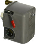 Front view of 9013FHG12J52M1X Pumptrol Pressure Switch with unloader and on/off lever for air compressors, durable electric switch for DIY jobs.